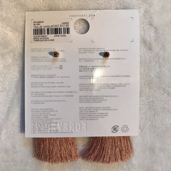 FOREVER 21 BLUSH PINK TASSEL EARRINGS - Picture 4 of 7